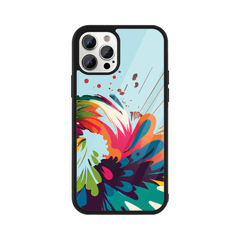 JOVIN-MV Apple iPhone Glass Phone Case In Blue Floral All Models