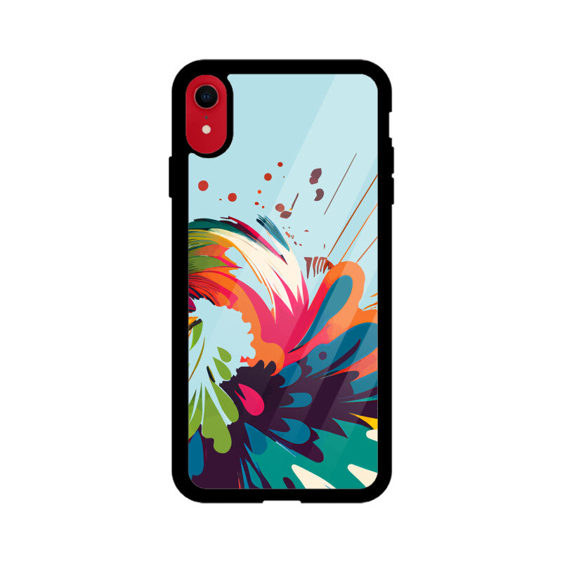 JOVIN-MV Apple iPhone Glass Phone Case In Blue Floral All Models