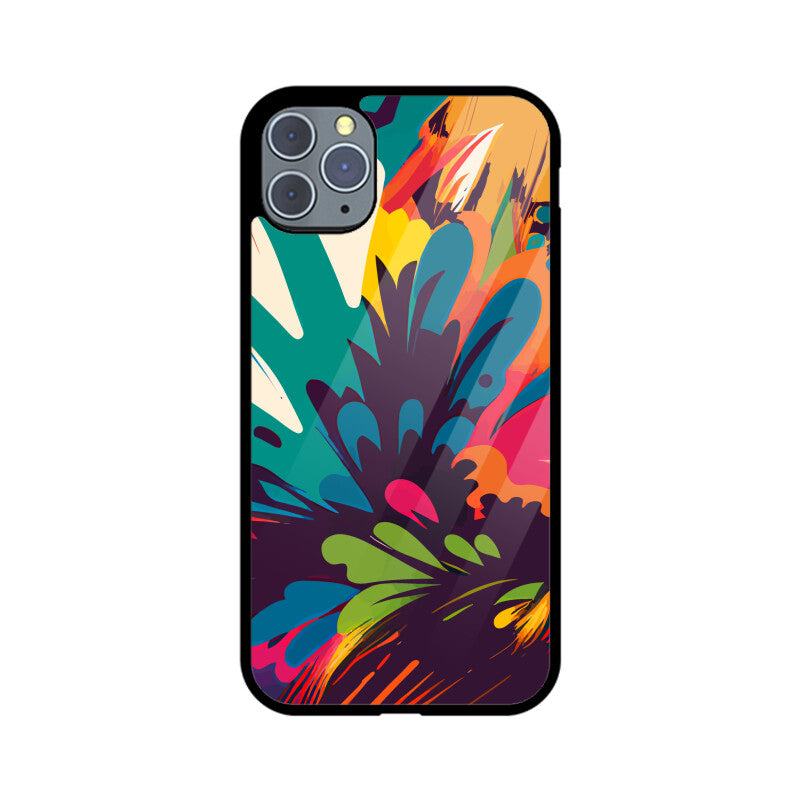 JOVIN-MV Apple iPhone Glass Phone Case In Black Floral All Models