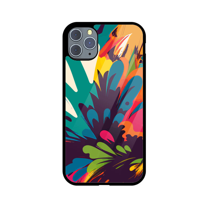 JOVIN-MV Apple iPhone Glass Phone Case In Black Floral All Models
