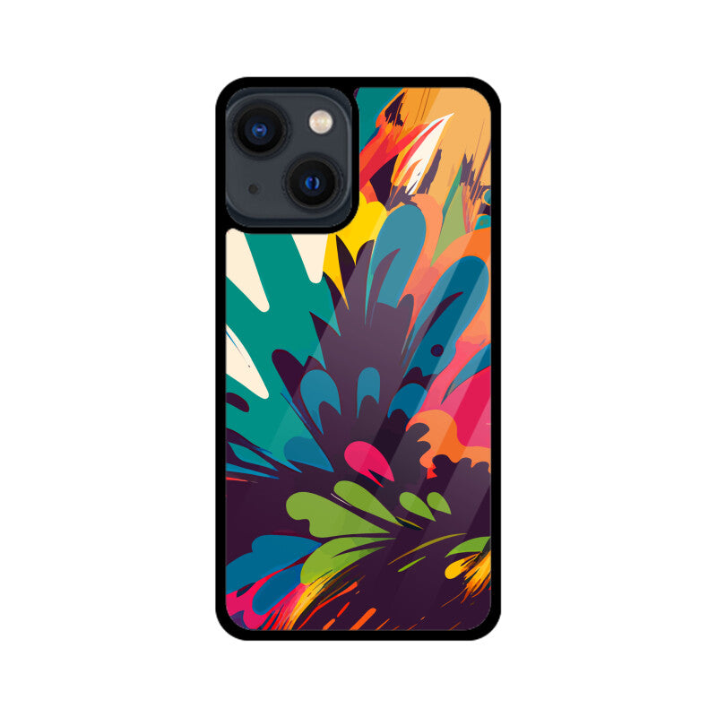 JOVIN-MV Apple iPhone Glass Phone Case In Black Floral All Models