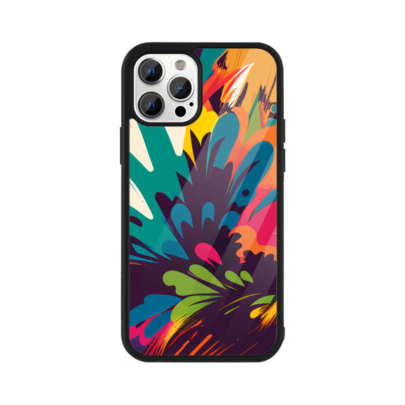 JOVIN-MV Apple iPhone Glass Phone Case In Black Floral All Models