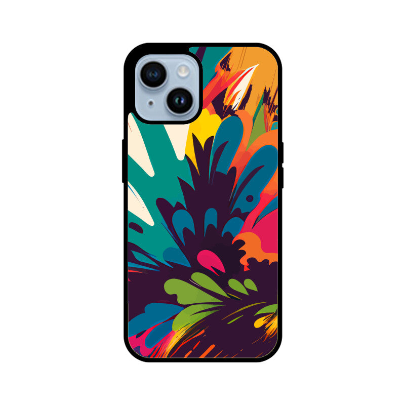 JOVIN-MV Apple iPhone Glass Phone Case In Black Floral All Models