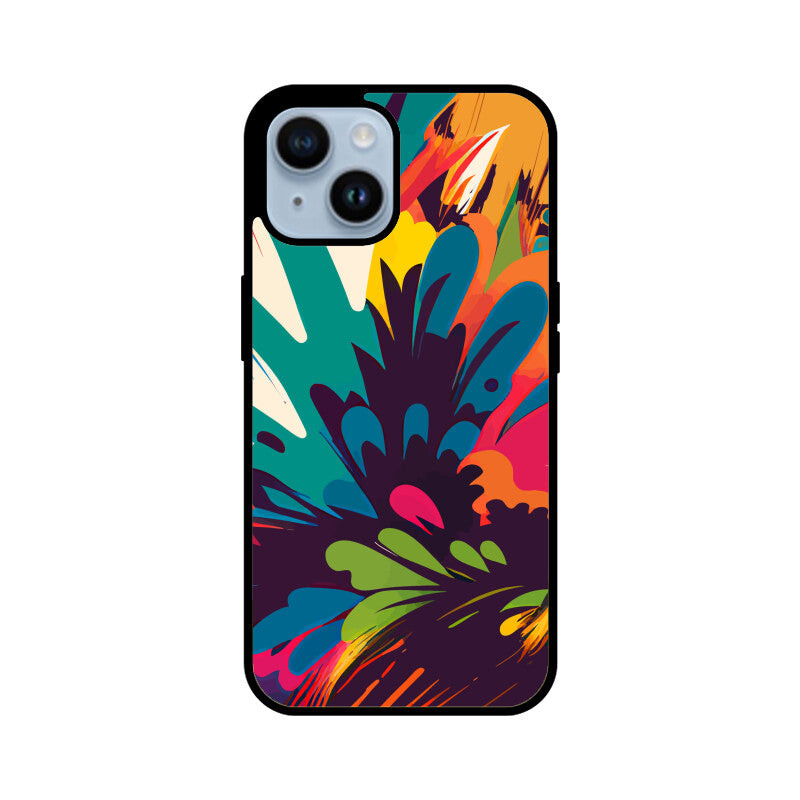 JOVIN-MV Apple iPhone Glass Phone Case In Black Floral All Models