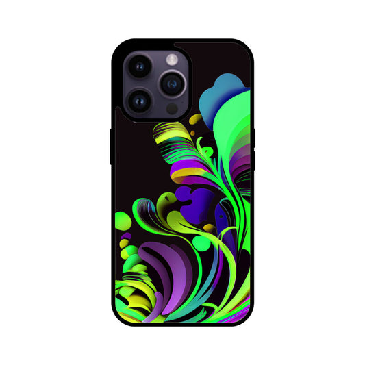 JOVIN-MV Apple iPhone Glass Phone Case In Floral Black All Models