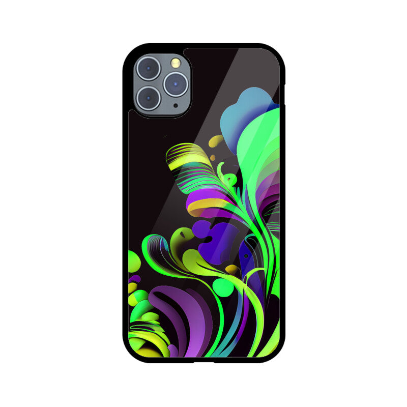 JOVIN-MV Apple iPhone Glass Phone Case In Floral Black All Models