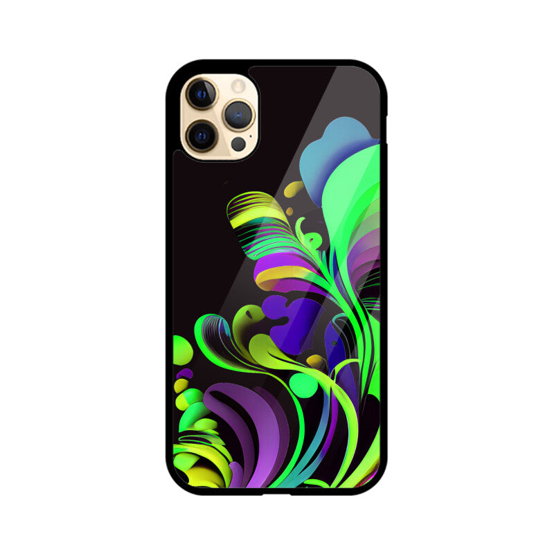 JOVIN-MV Apple iPhone Glass Phone Case In Floral Black All Models