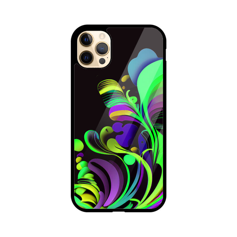 JOVIN-MV Apple iPhone Glass Phone Case In Floral Black All Models