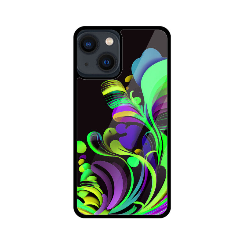 JOVIN-MV Apple iPhone Glass Phone Case In Floral Black All Models
