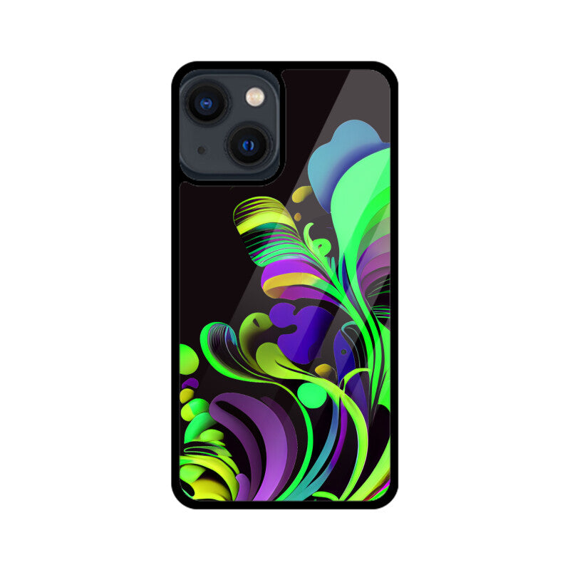 JOVIN-MV Apple iPhone Glass Phone Case In Floral Black All Models