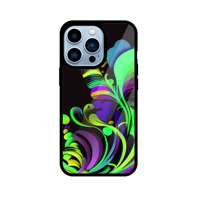 JOVIN-MV Apple iPhone Glass Phone Case In Floral Black All Models