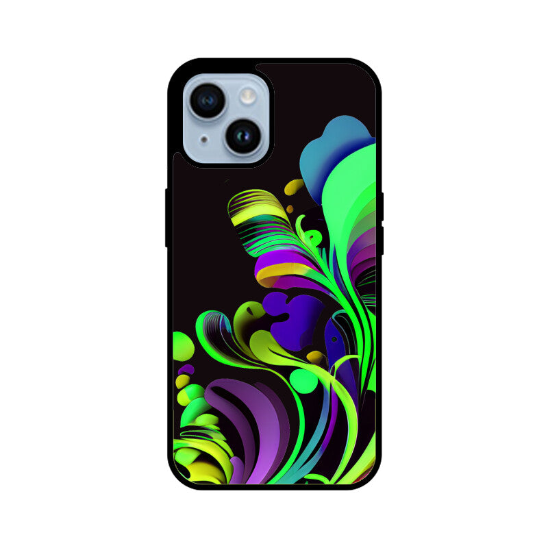 JOVIN-MV Apple iPhone Glass Phone Case In Floral Black All Models