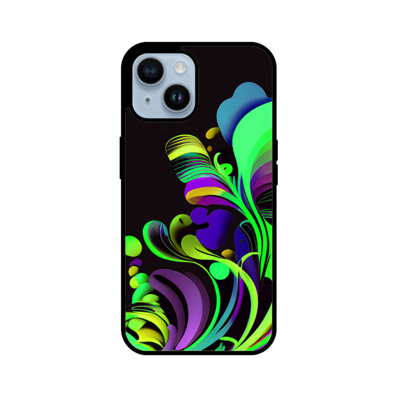 JOVIN-MV Apple iPhone Glass Phone Case In Floral Black All Models