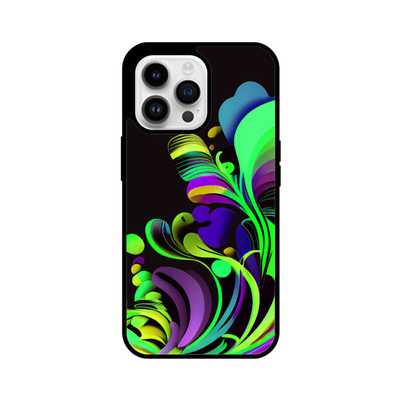 JOVIN-MV Apple iPhone Glass Phone Case In Floral Black All Models