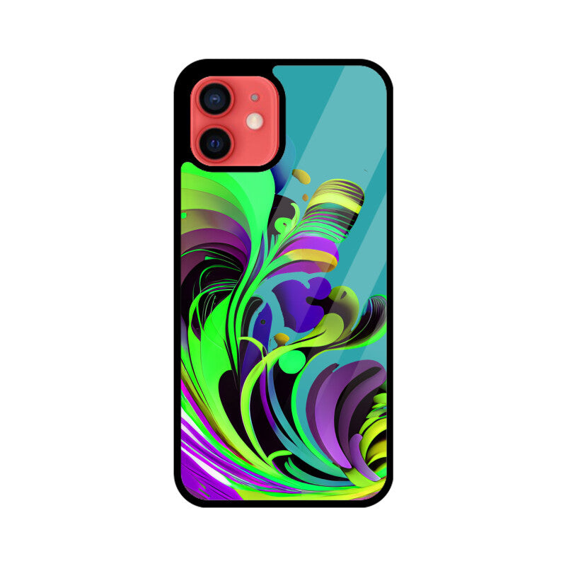 JOVIN-MV Apple iPhone Glass Phone Case In Green Floral All Models
