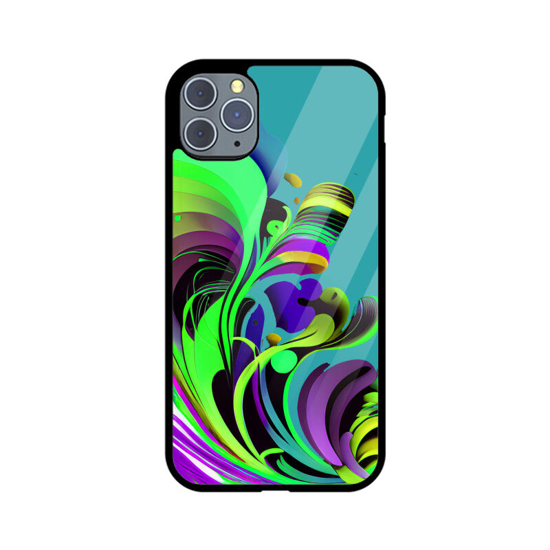 JOVIN-MV Apple iPhone Glass Phone Case In Green Floral All Models