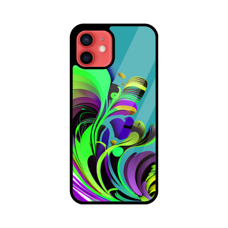 JOVIN-MV Apple iPhone Glass Phone Case In Green Floral All Models