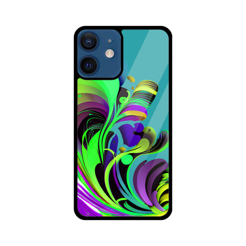 JOVIN-MV Apple iPhone Glass Phone Case In Green Floral All Models