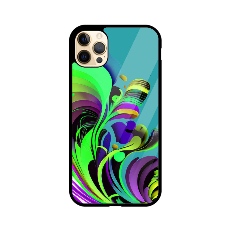 JOVIN-MV Apple iPhone Glass Phone Case In Green Floral All Models