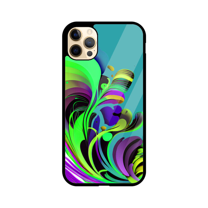 JOVIN-MV Apple iPhone Glass Phone Case In Green Floral All Models