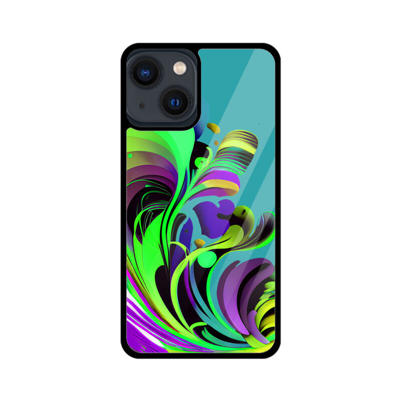 JOVIN-MV Apple iPhone Glass Phone Case In Green Floral All Models