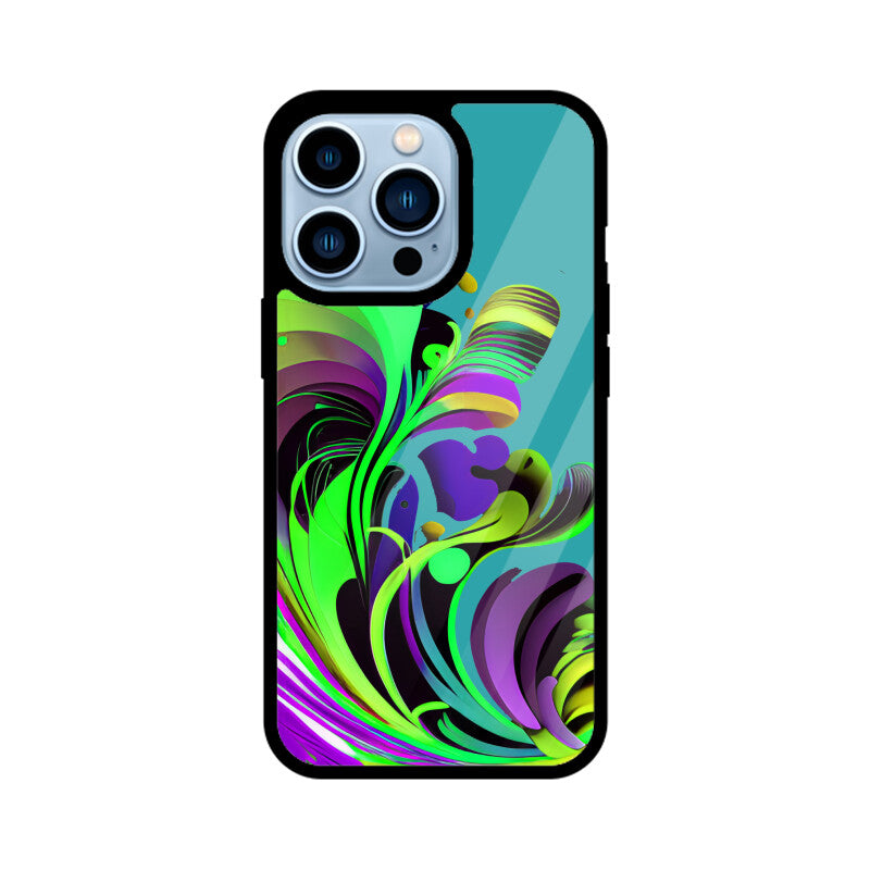 JOVIN-MV Apple iPhone Glass Phone Case In Green Floral All Models
