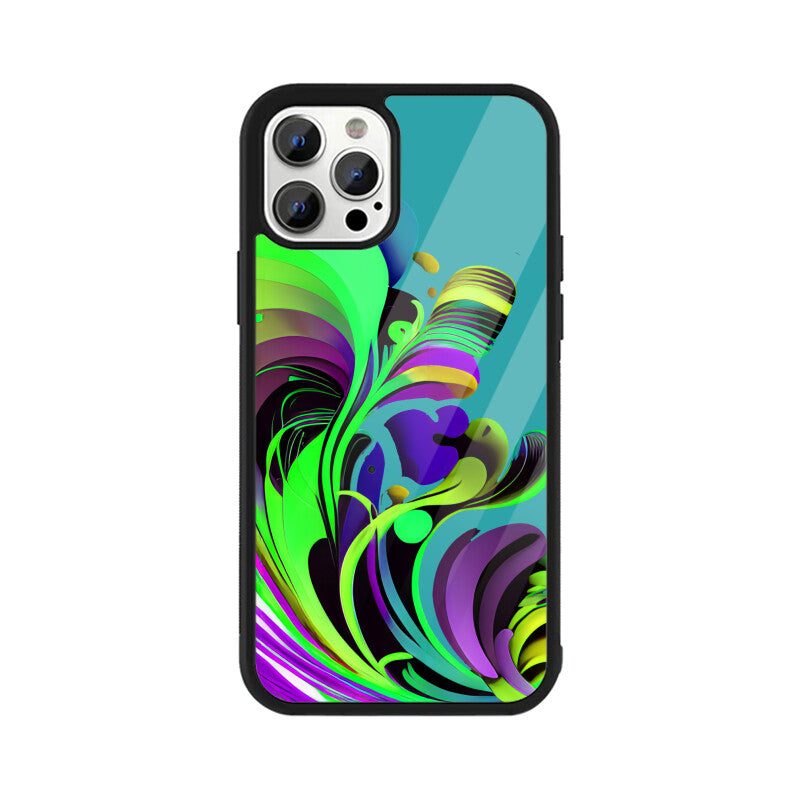 JOVIN-MV Apple iPhone Glass Phone Case In Green Floral All Models