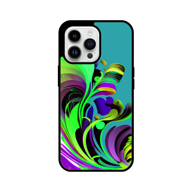 JOVIN-MV Apple iPhone Glass Phone Case In Green Floral All Models